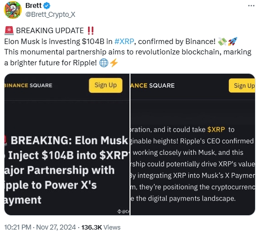 马斯克绯闻与XRP暴涨：加密市场风云突变