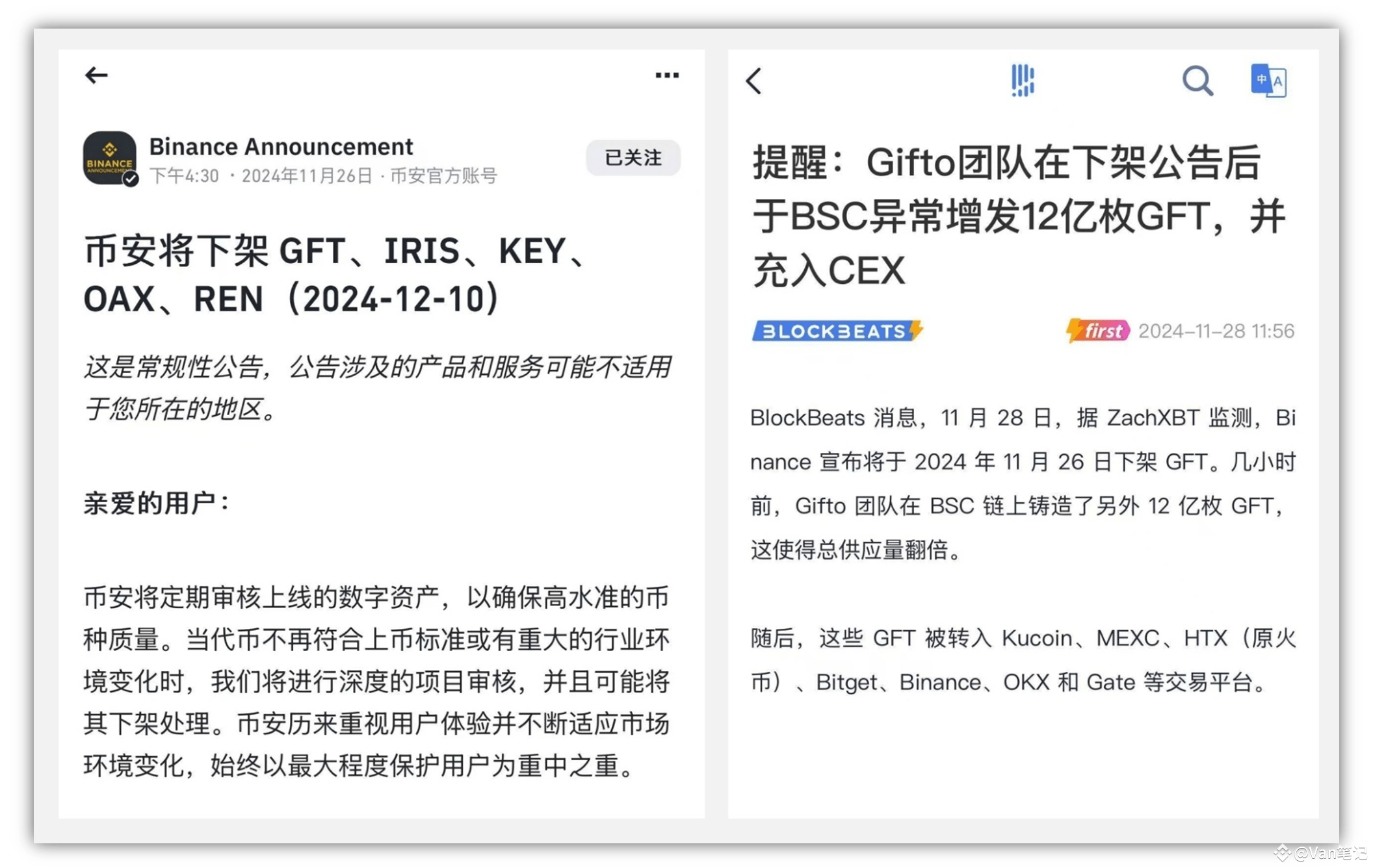 Gifto(GFT)崩盘：币安下架后，12亿代币增发引发的血案